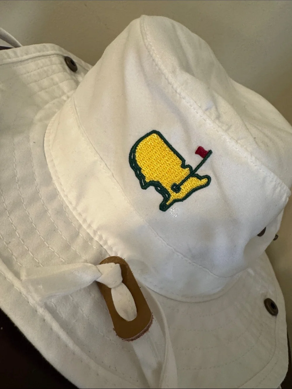Masters White Kids Bucket Hat with Yellow & Green Golf Crest